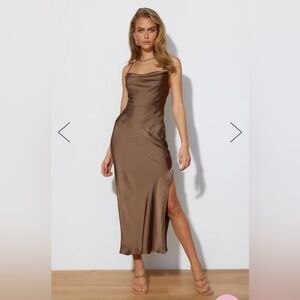 Hello Molly Lost and Found MIDI Dress Brown Size XS